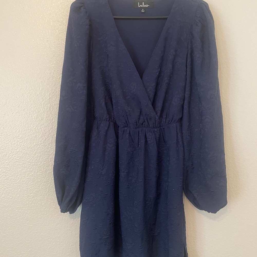 NWT Lulus Navy Blue Long Sleeve Mini Dress
